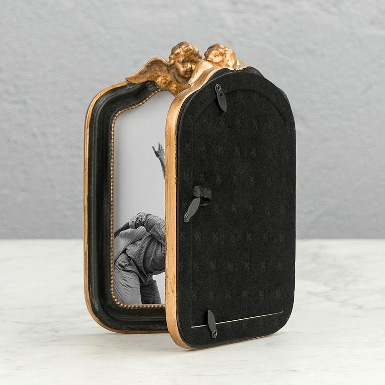 Двойная рамка для фото Золотистые ангелы Black And Gold Angles Double Photo Frame