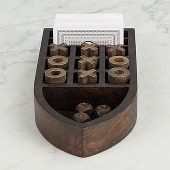 Набор настольных игр Cards, Tic Tac Toe And Dices In Boat Box
