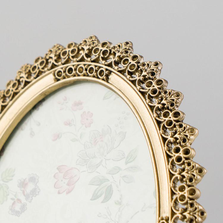 Золотистая цветочная овальная рамка для фото Golden Flowery Oval Photo Frame