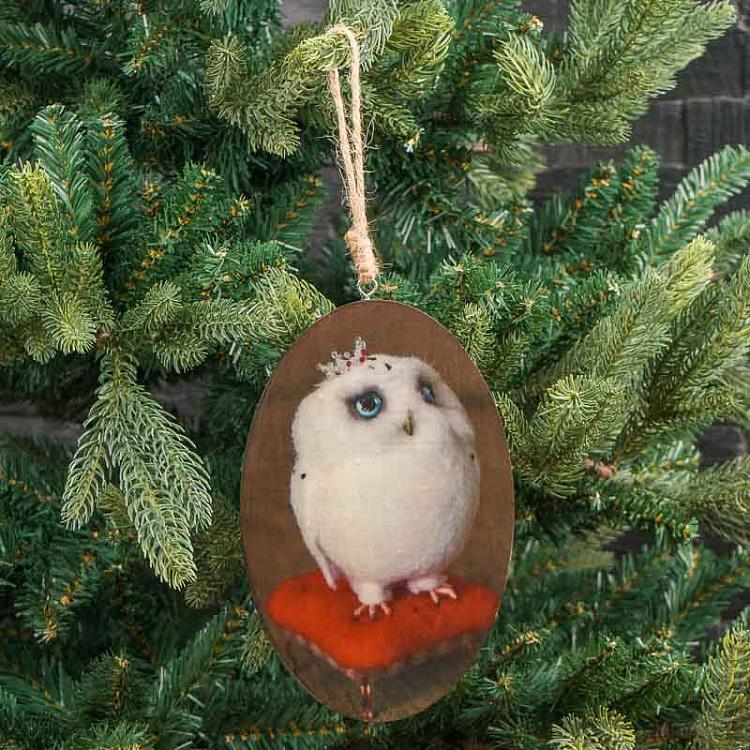 Деревянная ёлочная подвеска Сова Wooden Pendant With Owl 20 cm