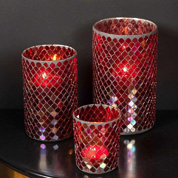 Мозаично-красный подсвечник Mosaic Red Votive Holder