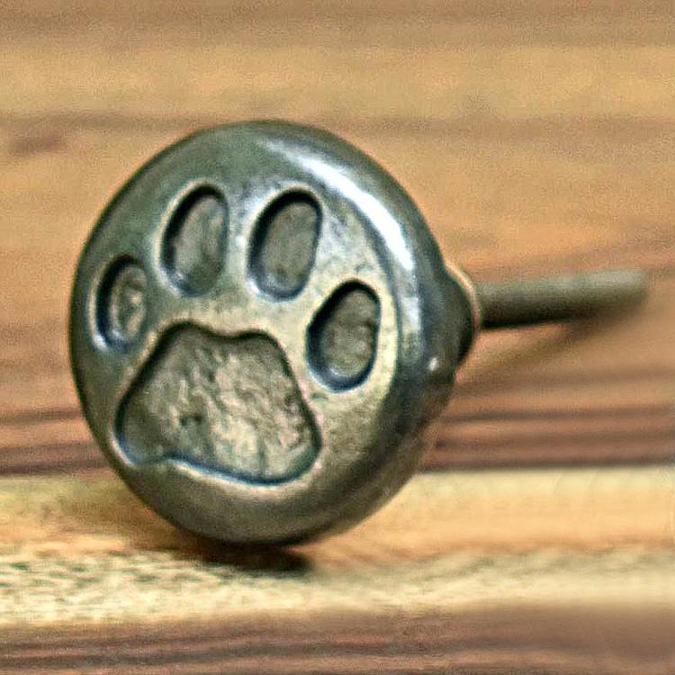 Мебельная ручка Отпечаток лапы Pewter Paw Print Knob