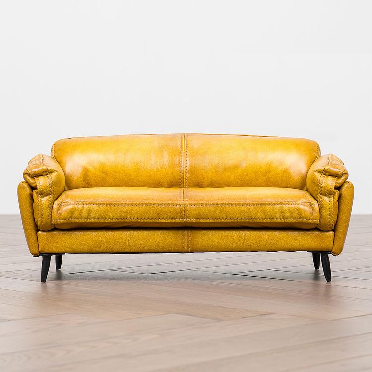 Декоративный мини-диван Mini Dublin 3 Seater RM натуральная кожа Yellow Andalusia - ракурс 2