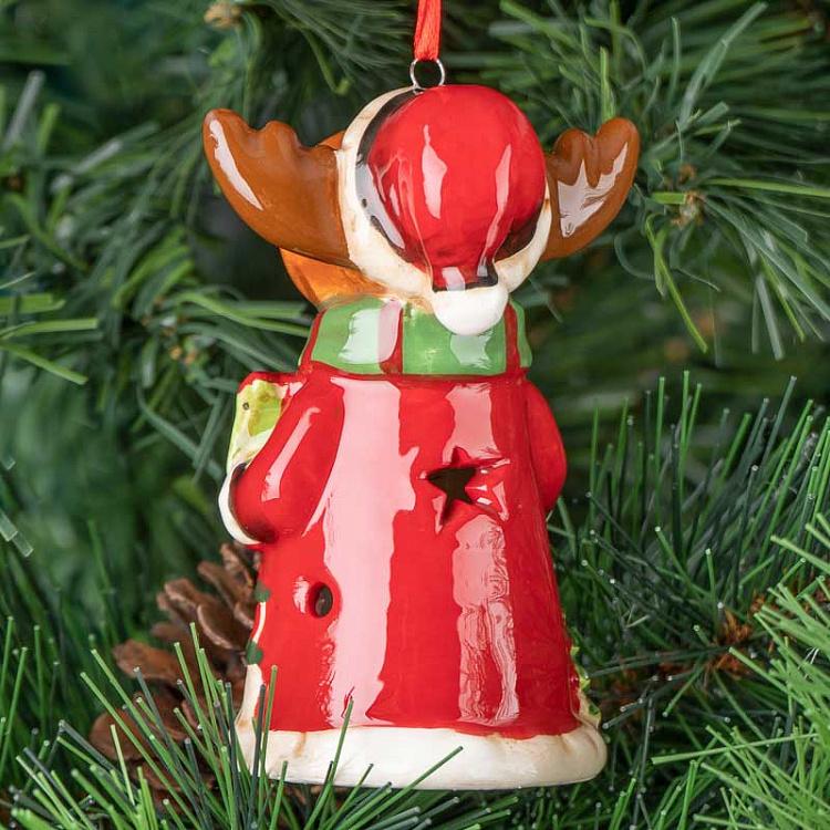 Ёлочная игрушка с лампочкой Лось Christmas Elk With Lights 9 cm