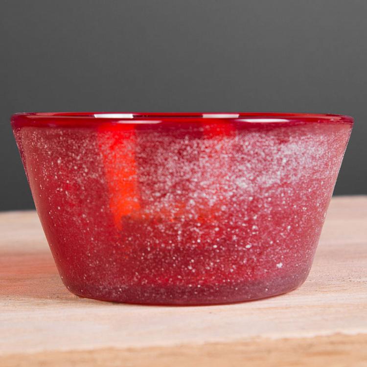 Красный стеклянный подсвечник с пескоструйной обработкой Votive Glass With Sand Finish Red
