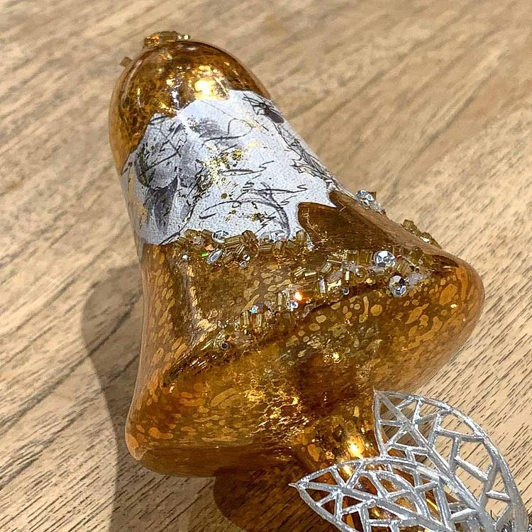 Ёлочная игрушка на прищепке Коричневый гриб Glass Antique Mushroom Brown On Clip 13 cm