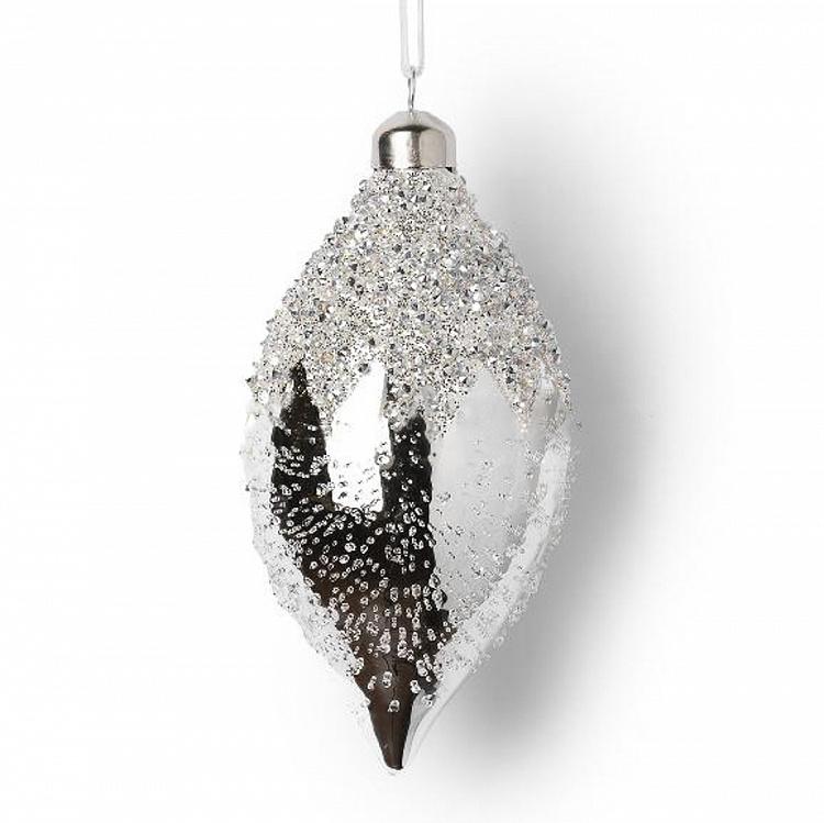 Ёлочная игрушка Серебряный конус с пайетками Sequins Cone Ball Silver 15 cm