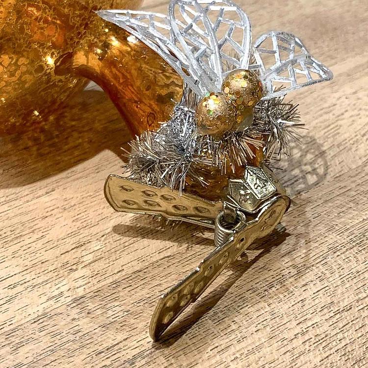 Ёлочная игрушка на прищепке Коричневый гриб Glass Antique Mushroom Brown On Clip 13 cm