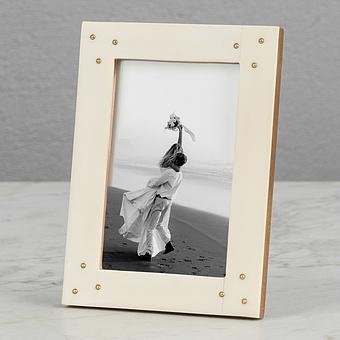 White Photo Frame With Stud Small