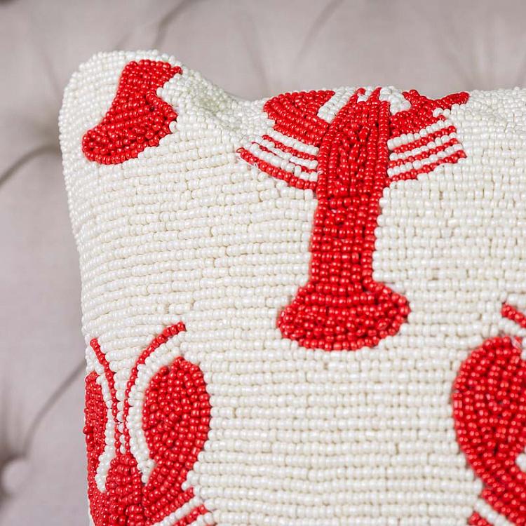 Декоративная подушка с вышивкой из бисера Лобстеры Glass Beaded Cushion Lobsters