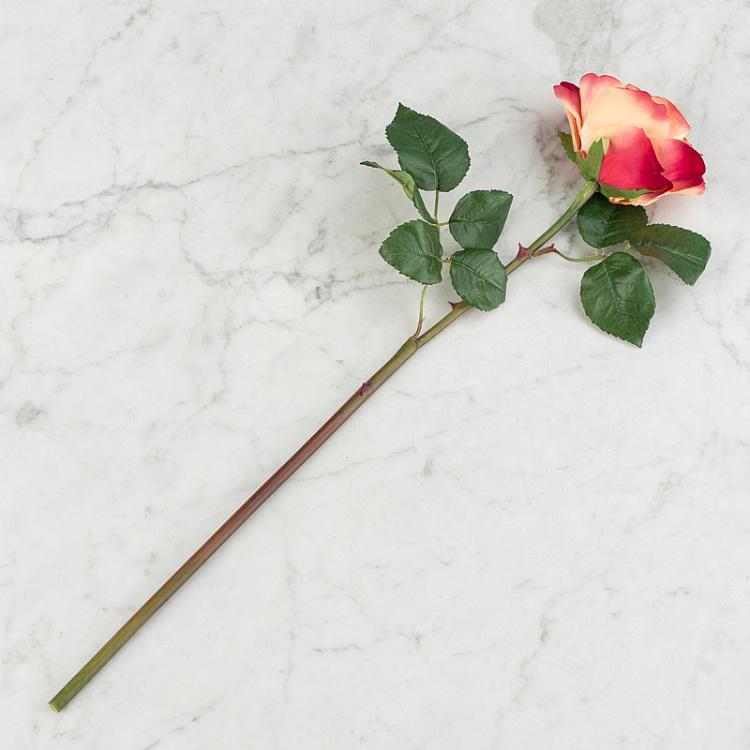 Искусственная роза Верди бледно-персиковая с малиновым Verdi Rose Pale Peach With Crimson 58 cm