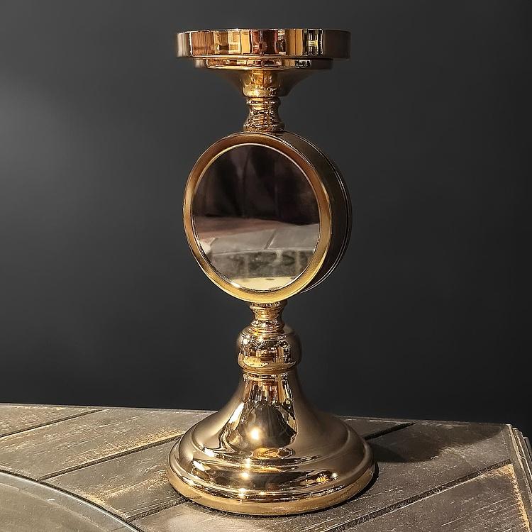 Металлический подсвечник с зеркалом мини Metal Mirror Candle Holder Gold Mini