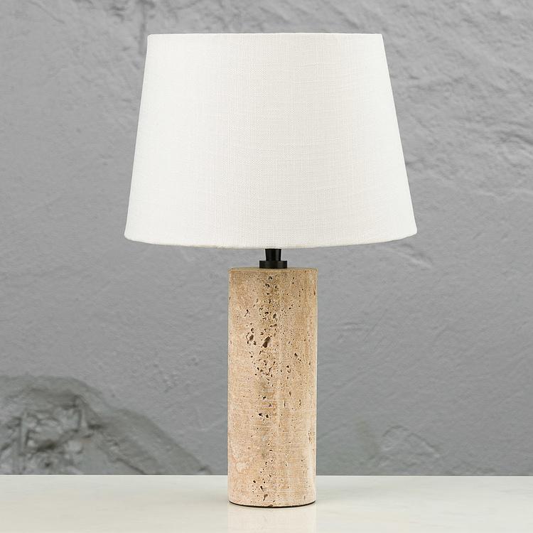 Настольная лампа с белым абажуром и мраморным основанием Beige Marble Base Table Lamp With Shade