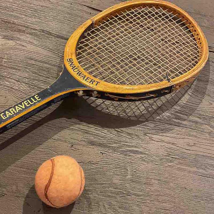 Винтажная теннисная ракетка и мяч 3 Vintage Tennis Racket And Ball 3