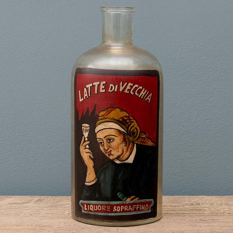 Hand Painted Glass Bottle Latte Di Vecchia