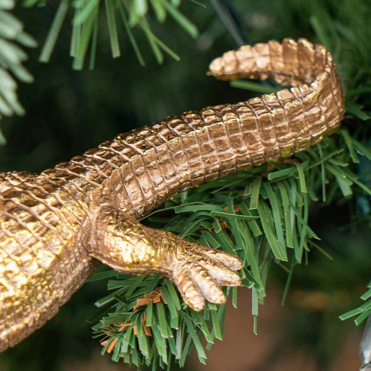 Ёлочная игрушка Золотой крокодил Hanger Crocodile Gold 16 cm