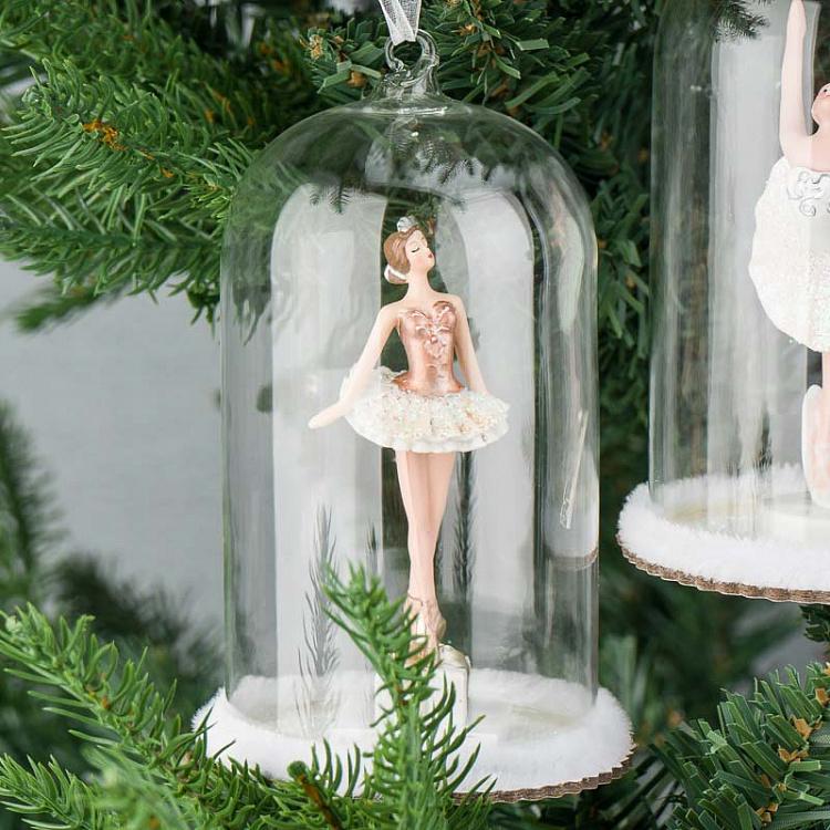Набор из трёх ёлочных игрушек Балерины под стеклянным куполом Set Of 3 Glass Dome Ballerinas 15,5 cm