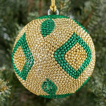 Beads Ball Gold And Green 7 cm
