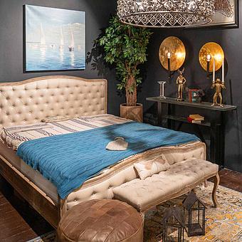 Двуспальная кровать Lea Double Bed лён Linen Plain - ракурс 13