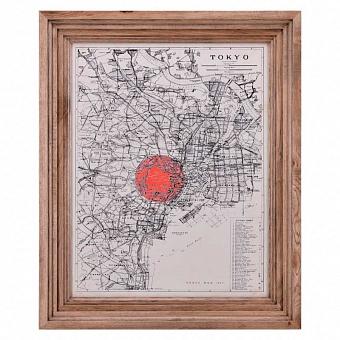 Classic Map Tokyo, Weathered Oak