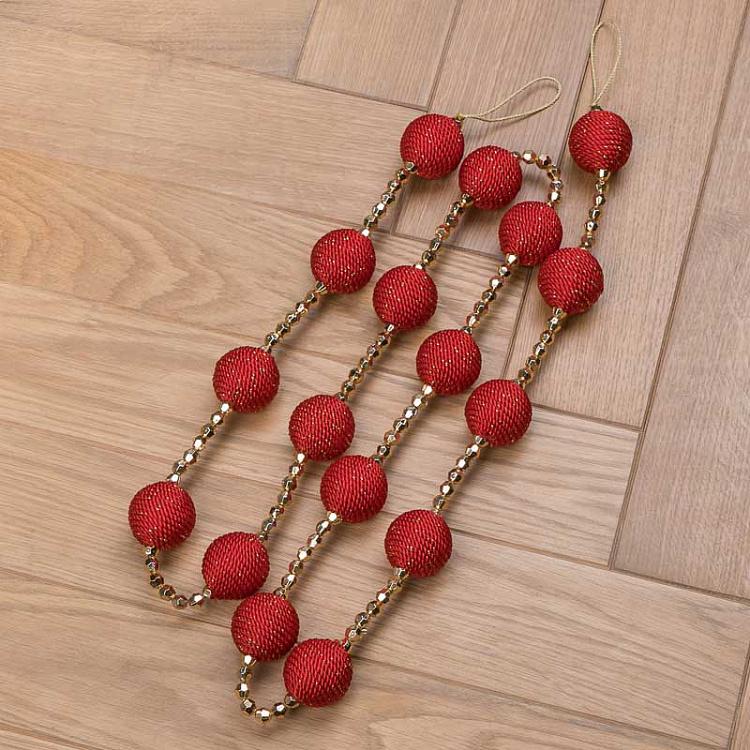 Гирлянда с золотыми бусинами и красными шарами Gold Beads With Red Balls 180 cm