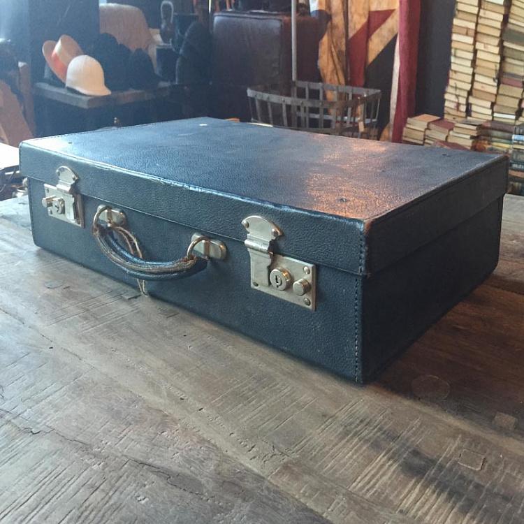 Винтажный чёрный кожаный чемодан  Vintage Leather Suitcase