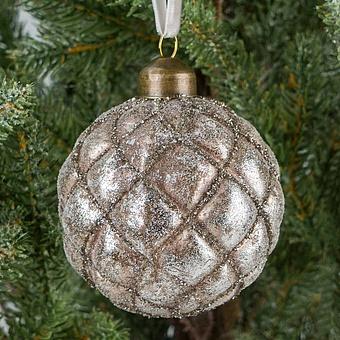 Aged Multifaceted Ball Silver 8 cm