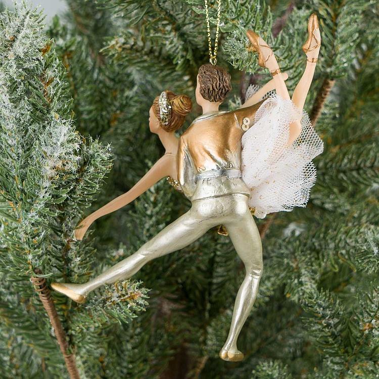 Ёлочная игрушка Балетная пара Tulle Pearl Ballet Couple White Gold 15 cm