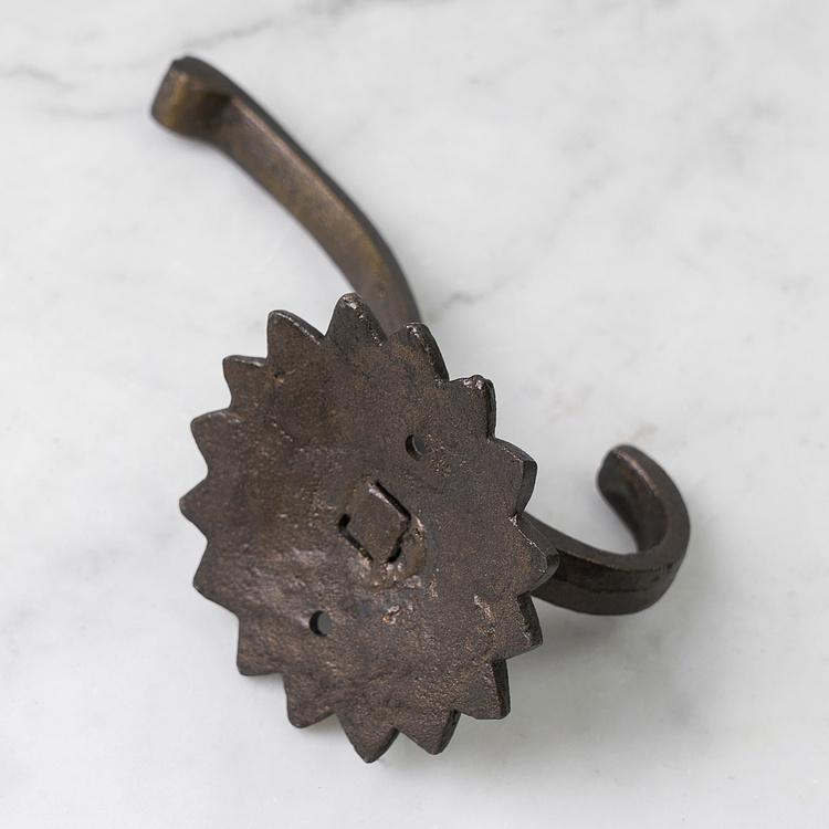 Двухрожковый чугунный крючок с цветком Decorative Star Plate Cast Iron Hook