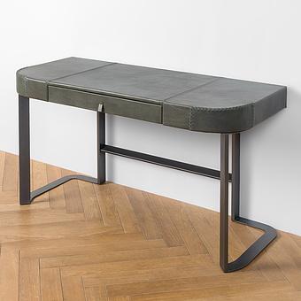 Письменный стол Saint Malo Desk, Black Matt Metal RM натуральная кожа Lawn Green Franco