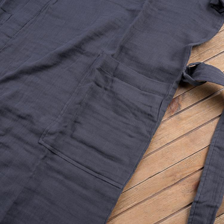 Синий хлопковый халат Кимоно, размер XL Crepe Gauze Kimono Robe Dark Grey XL