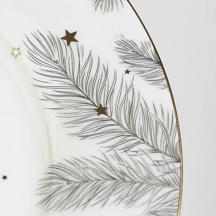 Обеденная тарелка Новогодняя с красной лентой 2 New Year Pine Dinner Plate 2