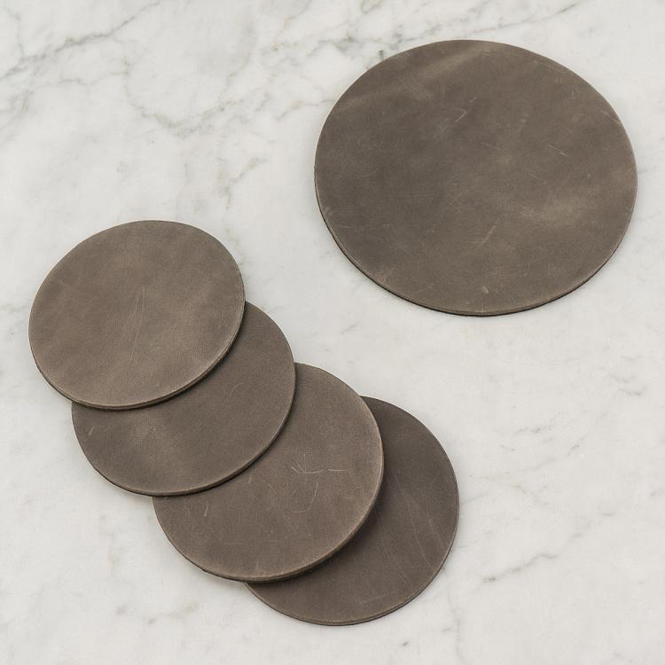 Набор из пяти круглых подставок под стаканы и чайник Смоки Set Of 5 Round Coasters Smoky