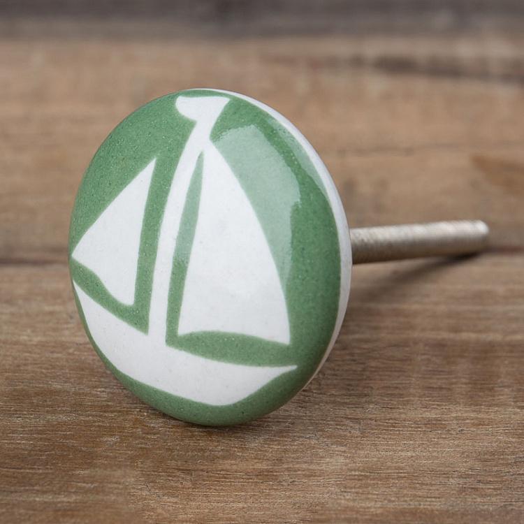 Зелёная мебельная ручка Кораблик Boat Green Knob
