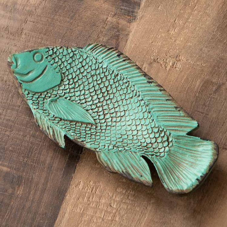 Fish Tray In Metal With Green Patina