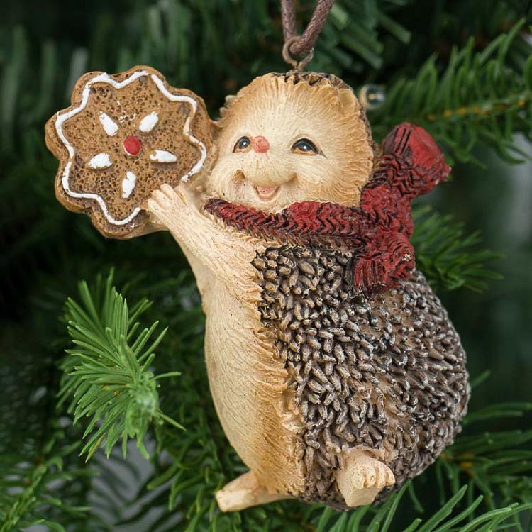 Набор из двух ёлочных игрушек Ёжики с имбирным печеньем Set Of 2 Xmas Hedgehogs With Ginger 8,5 cm