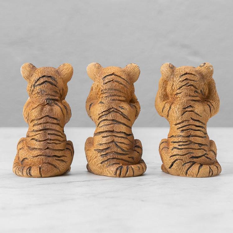 Набор из 3-х фигурок Тигрята Не вижу, не слышу, не говорю Set Of 3 See/Hear/Speak No Evil Tigers Orange/White 17 cm