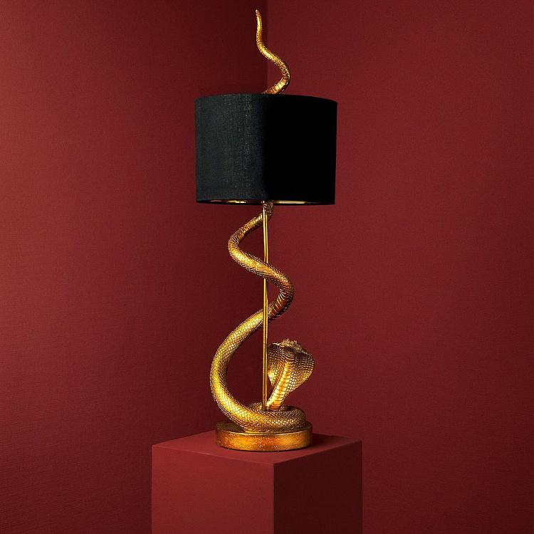 Настольная лампа с абажуром Кобра Table Lamp Kaara Gold/Black