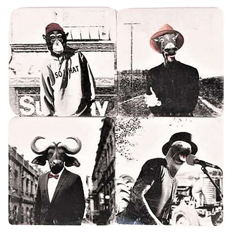 Набор из четырёх подставок под стаканы Киноцефалы Set Of 4 Stone Coasters Cynocephalus