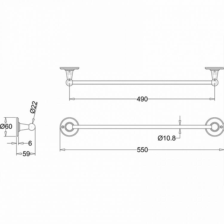 Настенный держатель для полотенец цвета хром Single Towel Rail Chrome