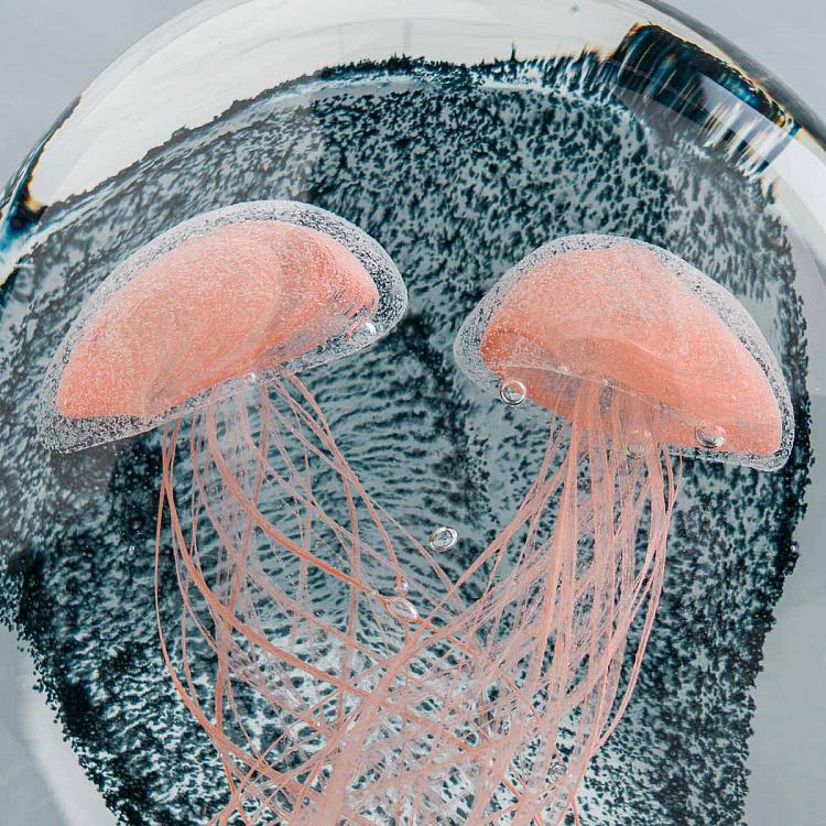 Пресс-папье две розовые медузы Glass Paperweight 2 Pink Jellyfish