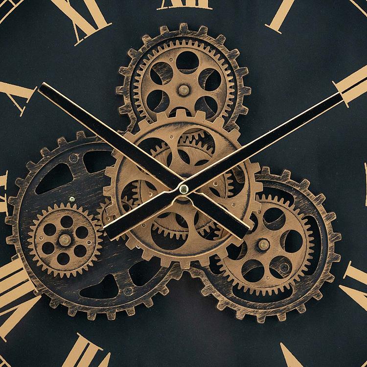 Настенные часы Индастриал Антик с шестерёнками Industrial Antique Look Wall Clock With Gears