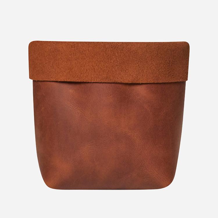 Корзина для хранения Leather Storage Basket Small натуральная кожа Caramel - ракурс 2