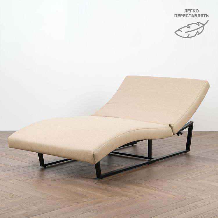 Садовый шезлонг-лежак Wave Lounger, Black акриловая ткань Heather Beige