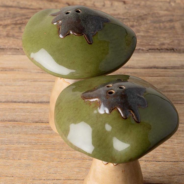 Набор для специй Зелёные грибы Set Of 2 Salt And Pepper Green Mushrooms