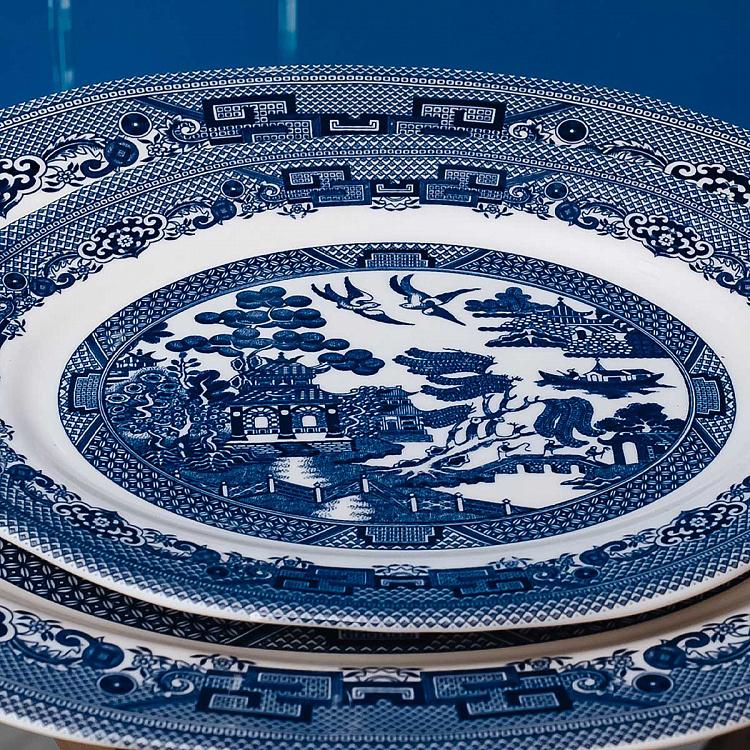 Овальная сервировочная тарелка Голубая ива, M Blue Willow Oval Serving Plate Medium