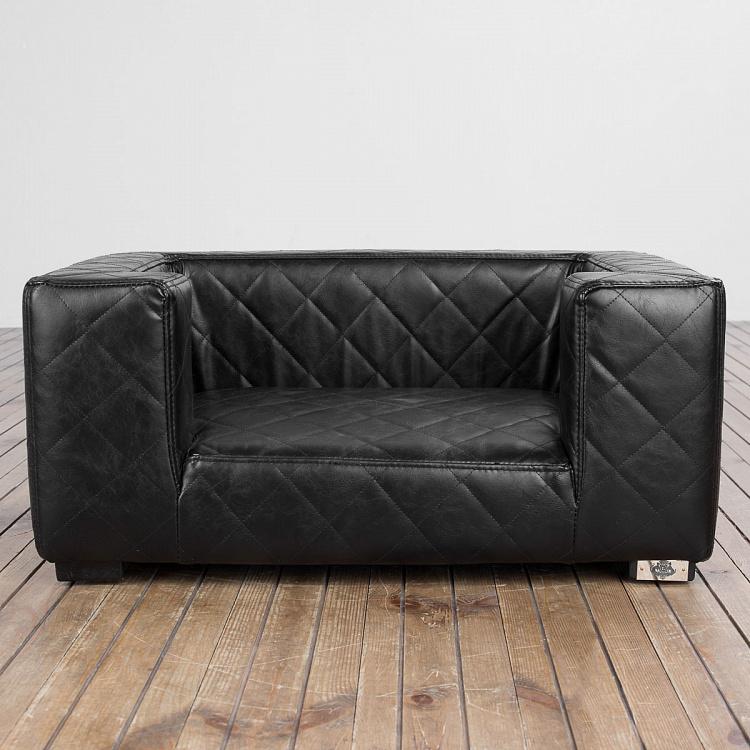 Чёрный диван для собак/кошек Эдоардо с прострочкой Бентли, S Edoardo Sofa Small, Faux Leather Black