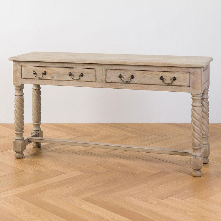 Серый консольный стол с двумя ящиками Турень Touraine 2 Drawers Console Grey