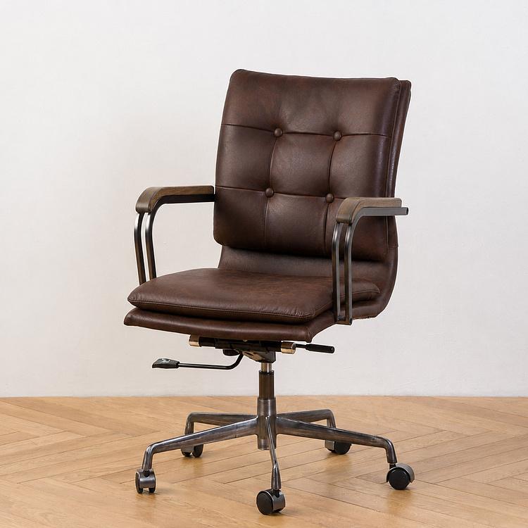 Кресло Ufficio Napoli Armchair, Light Brown Wood D натуральная кожа Mocha