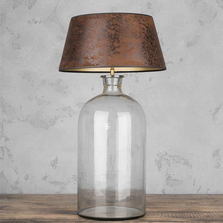 Настольная лампа Бутыль с абажуром цвета Винтаж на золоте Table Lamp Bottle In Clear Glass With Shade Vintage Way On Gold